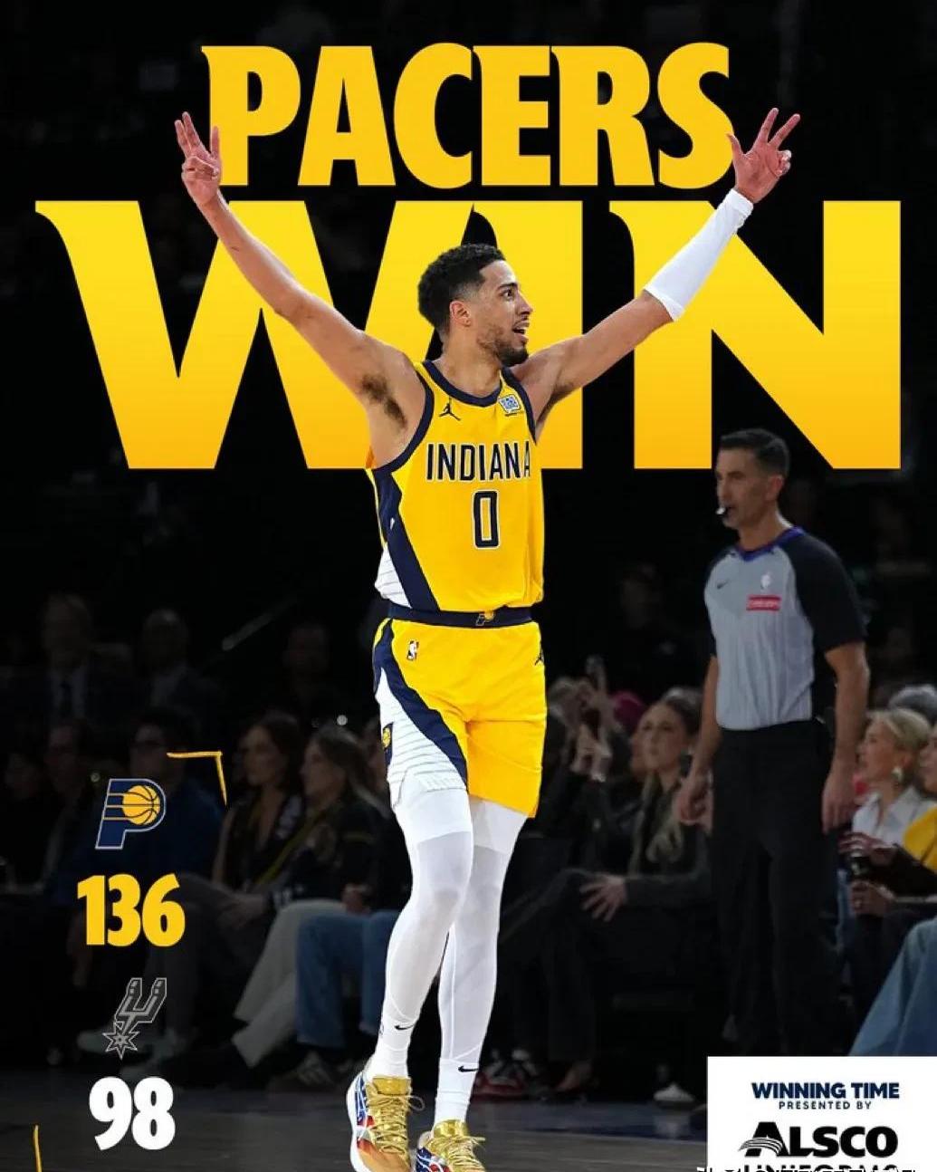 步行者客场力克黄蜂，豪取三连胜